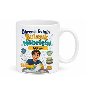 Öğrenci Evinin Bulaşık Nöbetçisi Yazılı Kupa Bardak Hediye Komik Mug