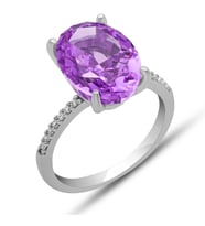 Harem Altın Gümüş Ice Cut Oval Mor Zirkon Taşlı Kadın Yüzük