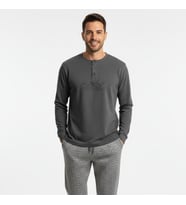 Erkek Pamuklu Gri Melanj Renk Pijama Takımı AL001 V2