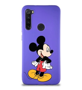 Xiaomi Redmi Note 8 Soft Premier Kapak Mickey Mouse-D Tasarımlı Silikon Kılıf - Mor (Şeffaf)
