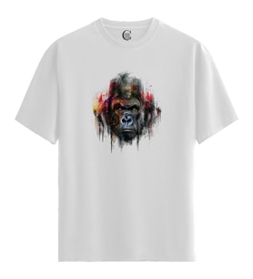 Gorilla Paint - %100 Pamuklu Erkek Beyaz Tişört - Premium Quality