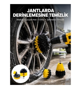 Mey İthalat® Derinlemesine Temizlik İçin Dayanıklı Kıllı Matkap Fırçası Başlığı