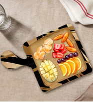 BK Gift Modern Art Tasarımlı Kare Şeklinde Doğal Ahşap Servis ve Sunum Tabağı Model 16