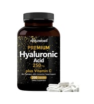 NatureBell Hyaluronic Acid 250mg - 240 Capsules - 250mg Hyaluronic Acid, 5000mcg Biotin & 25 mg Vitamin C. (Renksiz)