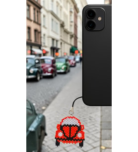Miyuki Boncuk El Yapımı Turuncu Araba Telefon Çarmı - Charm (Çok Renkli)