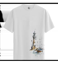 Harbor Lighthouse - %100 Pamuklu Kadın Beyaz Tişört - Premium Quality (Siyah - Beyaz)