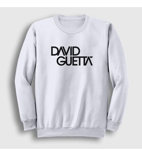 Presmono Unisex Beyaz Logo Müzik Dj David Guetta Sweatshirt 491302tt (Beyaz)