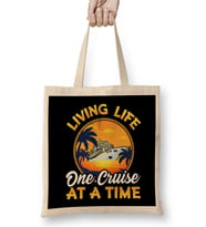 Cute & Funny Living Life One Cruise At A Time Bez Çanta Uzun Saplı