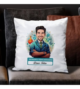 Kişiye Özel Hediye Karikatürlü En Başarılı Erkek Kimya Mühendisi Yastık