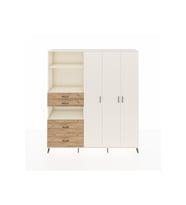 Hyperion Dolap 12 Raflı 4 Çekmeceli Tek Askılı 220x44x243 Aytaşı-Aytaşı/Çam