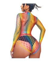 2 Parça uzun Kollu Gökkuşağı Renk Bodysuit Şort Vücut Çorabı