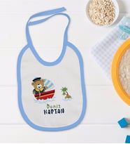 BK Kids Kişiye Özel Mavi Bebek Mama Önlüğü - Model 115