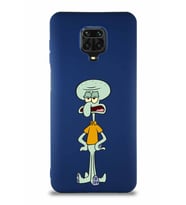 Xiaomi Redmi Note 9 Pro Soft Premier Kapak Squidward Dokunaç Tasarımlı Silikon Kılıf - Lacivert (Şeffaf)