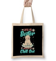 Life Is Better When You Chill Out Polar Bear Pun Bez Çanta Uzun Saplı