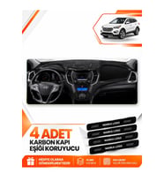 HYUNDAİ SANTA FE (2012-2017) Uyumlu Ön Torpido Koruma Kılıfı Halısı - Siyah