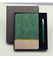 Dodes Yeşil Şeritli Defter Ve Yeşil Metal Kalem Set