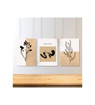 3'lü Set Kanvas Tablo Minimalist Tasarım Oturma Odası Tablosu Soyut Fırça Darbeleri Kanvas Tablo