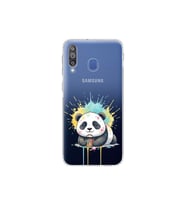 Samsung Galaxy M30 ile Uyumlu Splash Panda Tasarımlı Şeffaf Silikon Kılıf