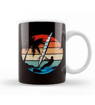 Retro Windsurfer Windsurfing Ocean Wave Surfboard Surfing Kupa Bardak Porselen