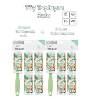 Porsima 3107 Kedi Köpek Tüy Toplayıcı Rulo + 10 Adet Rulo + 2 Adet Tutma Aparatı Toplam 300 Yaprak Yeşil