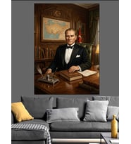 Atatürk Ve Türk Bayrağı Tablosu Dekoratif Kanvas - Mdf Ahşap Tablo