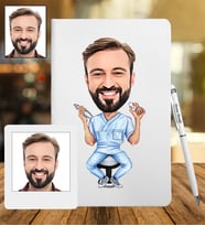 Kişiye Özel Diş Hekimi Tasarımlı Karikatür Deri Defter & Metal Tükenmez Kalem + Ahşap Çerçeve hediye 86