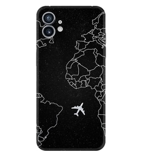 Nothing Phone 1 Kılıf Desenli Silikon Platinium Series Black Plane 1868