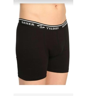 SEHER YILDIZI 0060 ERKEK LİKRALI BOXER TEKLİ (Siyah)
