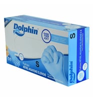 Dolphin Tek Kullanımlık Lateks Mavi Pudrasız Nitril Muayne Eldiveni Small Küçük Boy - 100'lü Paket