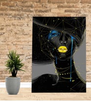 Kişiye Özel Afrikali Kız Tasarımlı Yeni İş Hediyesi Yeni Ev Hediyesi Kanvas Tablo 30x50 cm