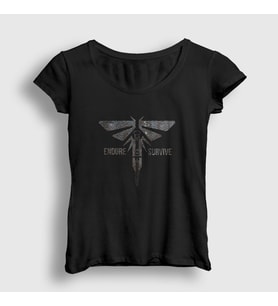 Presmono Kadın Siyah Endure And Survive V2 Oyun Last Of Us T-Shirt 357843tt