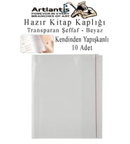 Hazır Kitap Kaplığı Şeffaf Buzlu Beyaz 10 Adet 1 Paket Cırtlı Ayarlanabilir Kendinde Yapışkanlı Kaplık Okul Sınıf