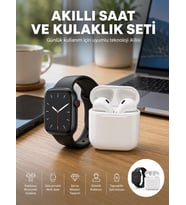 Northcity Çok Fonksiyonlu Akıllı Saat Gümüş Kasa Bluetooth Kulaklık Hediyeli Set