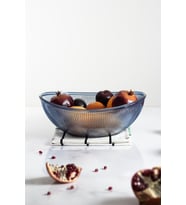 Akrilik Barok Lacivert Büyük Oval Meyve & Salata Kasesi & Karıştırma Kabı / 3,3 Lt (CAM DEĞİLDİR)