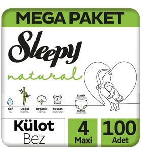 Sleepy Natural Külot Bebek Bezi Mega Paket 4 Beden 100 Adet