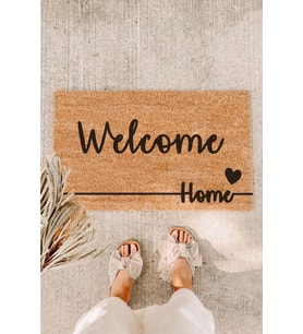 Welcome Siyah Kalpli Sağ Altta Home Çizgili Kapı Önü Paspası Koko Paspas Kıl Paspas Ev Paspası