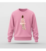 Pembe Balerin Baskılı Basic Sweatshirt