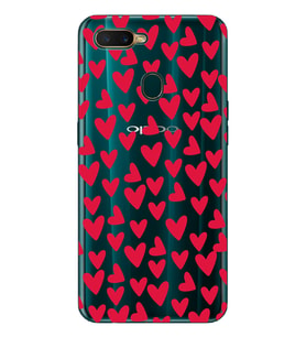 Oppo A5S/AX7/A12 Uyumlu Kalp Desenli Şeffaf Telefon Kılıfı