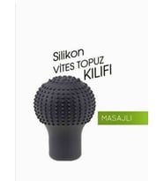 Carub Vites Topuz Kılıfı Manuel Silikon Vites Kılıfı Siyah Yuvarlak Masajlı