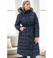 Dewberry Kadın %100 Polyester Kaban Lacivert Z6779 Günlük Dış Giyim, Şehir ve Ofis Stili, Hafta Sonu Kombini