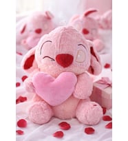 Stitch peluş 30 cm kalp tutan sevimli stitch (Pembe)