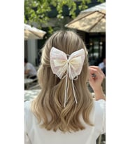 Fiyonk Toka Saten ve Şifon Kumaş Kristal Boncuklu Toka
