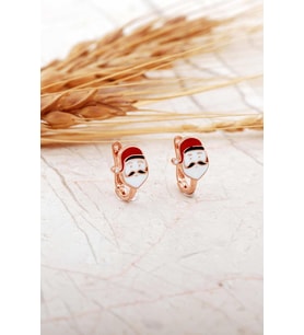 Mineli Noel Baba Rose Gümüş Çocuk Küpe 7287