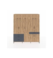 Hyperion Dolap 11 Raflı 4 Çekmeceli 2 Askılı 220x44x243 Çam-Çam/Antrasit