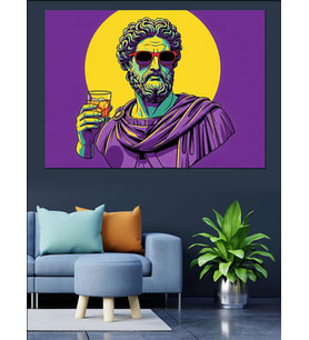 Antik Filozof Renkli Pop Art Dekoratif Kanvas - Mdf Ahşap Tablo