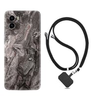 Vivo Y15S Y32 Y33S Y51 Y53S Kılıf Boyun Askılı Silikon Gri Mermer 1376