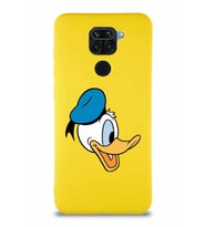 Xiaomi Redmi Note 9 Soft Premier Kapak Donald Duck-F Tasarımlı Silikon Kılıf - Sarı (Şeffaf)