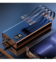 Taşınabilir Şarj Aleti Siyah Powerbank 4in1 Dahili Kablolu 20000 mAh Lcd Led Ekran