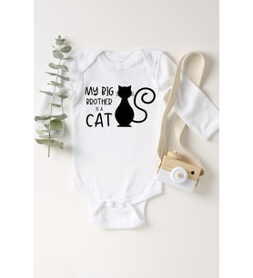Unisex Bebek Beyaz Brother Cat Çıtçıtlı Body