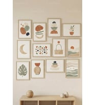 12 Parça Modern Soyut Dekoratif Çerçeve Görünümlü Tablo Seti